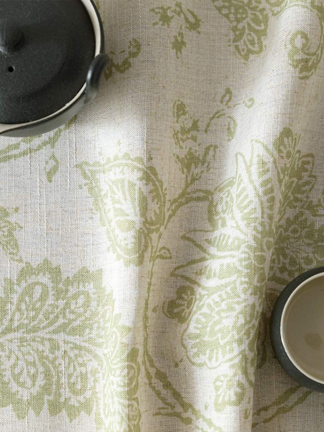 Floral Printed Cotton Tablecloth for Dining Table, Patio Table, Picnic Table, Hotel Buffet Table - Sage Green