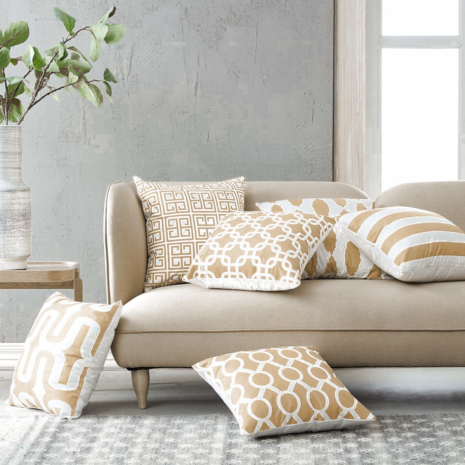 Beige contemporary throw pillow covers - Main Image