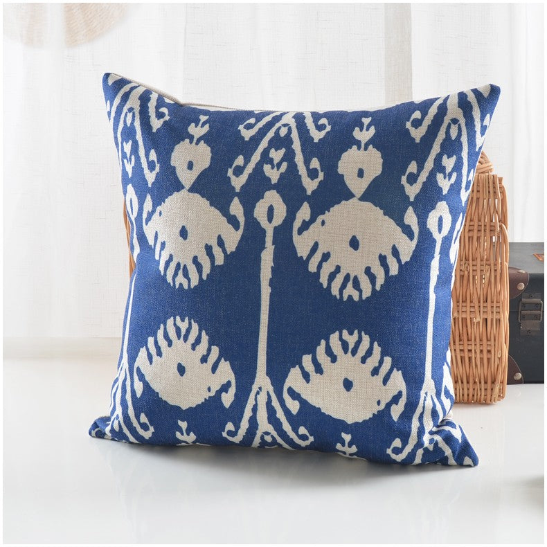 Indigo blue Ikat Print Decorative Throw Pillow covers with Sham
