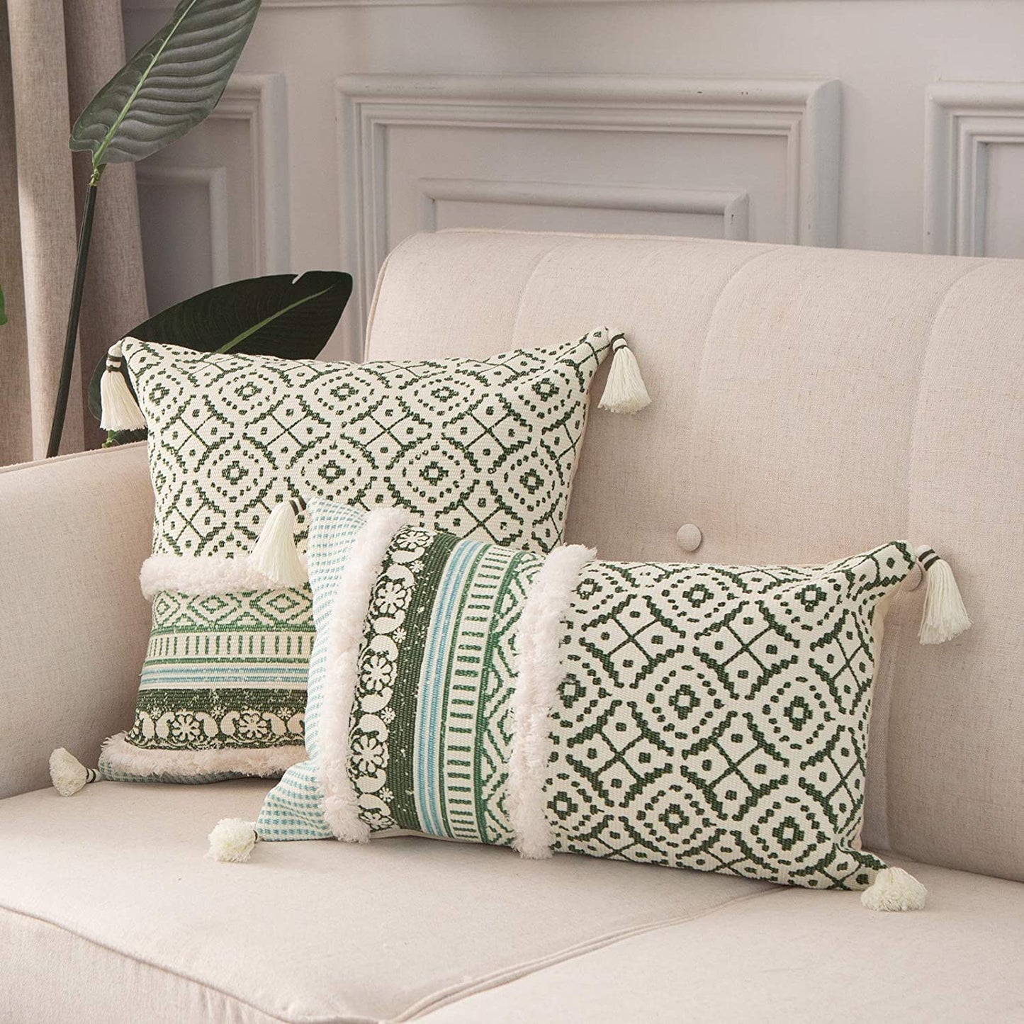 Green Pillow case - distress printing